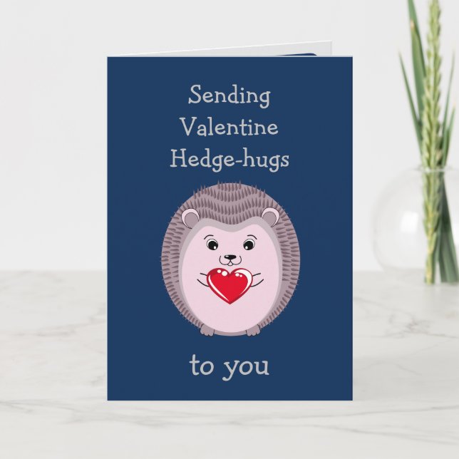 Valentine Igel Igelkramar med hjärtkort Kort (Framsida)