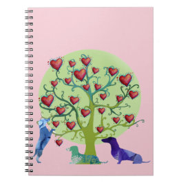 Valentine Illustration Notebook, DachshundHearts Anteckningsbok Med Spiral