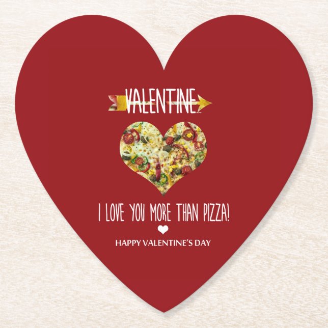 Valentine, jag älskar dig mer än pizza underlägg papper (Framsida)
