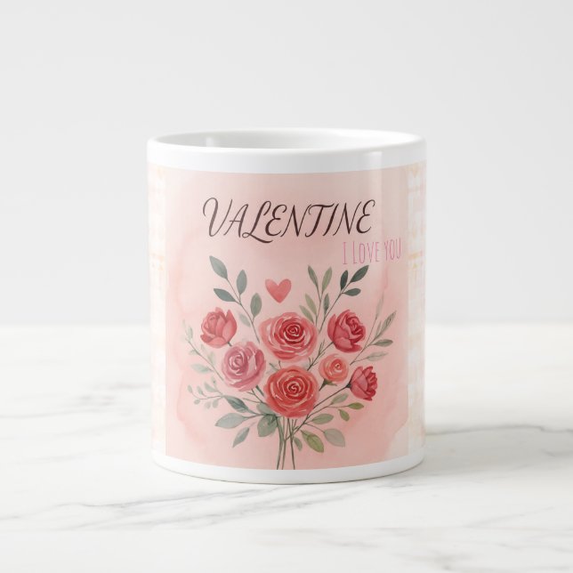 Valentine, jag älskar dig specialmugg jumbo mugg (Framsidan)