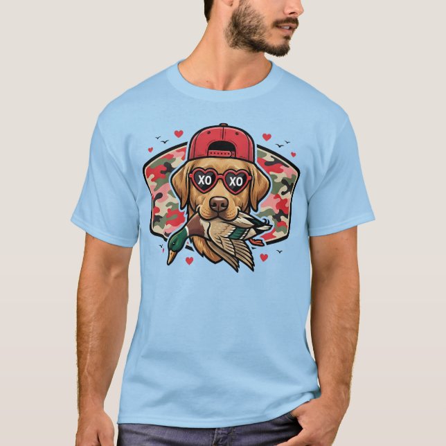 Valentine jakt hund anka t shirt (Framsida)
