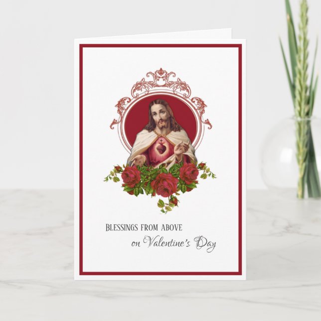 Valentine Jesus Catholik Religiösa Helig Heart Helgkort (Framsida)