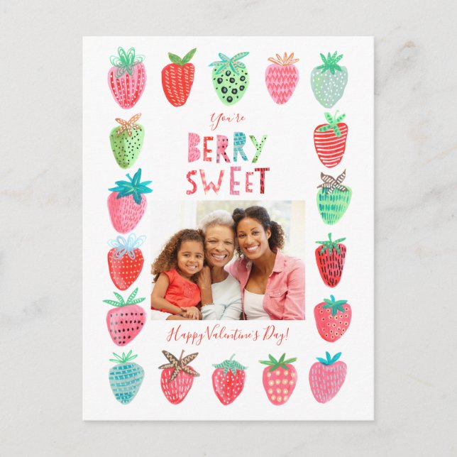Valentine | Jordgubbar | vykort (Framsida)
