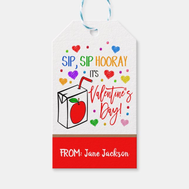 Valentine JuiceBox Gift-Märkre Presentetikett (Framsidan)