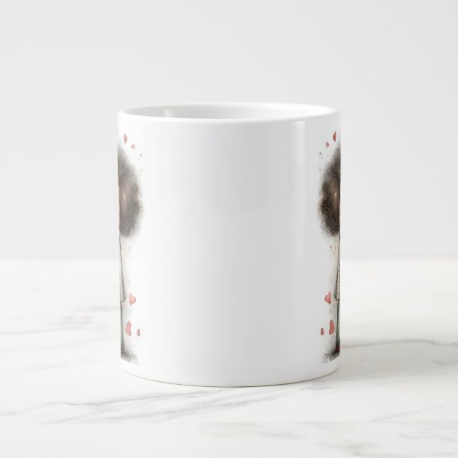 Valentine kaffemugg – Första kyssen söt romantik Jumbo Mugg (Framsidan)