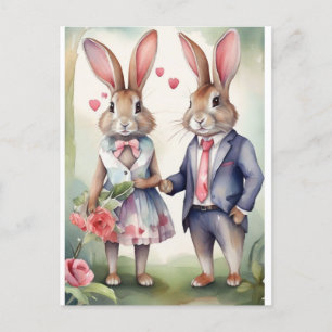 Valentine-kaniner i blått vykort