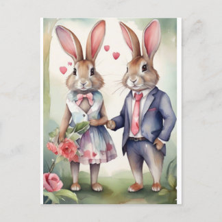 Valentine-kaniner i blått vykort