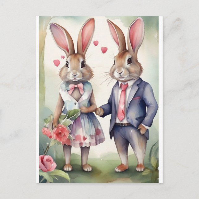 Valentine-kaniner i blått vykort (Framsida)