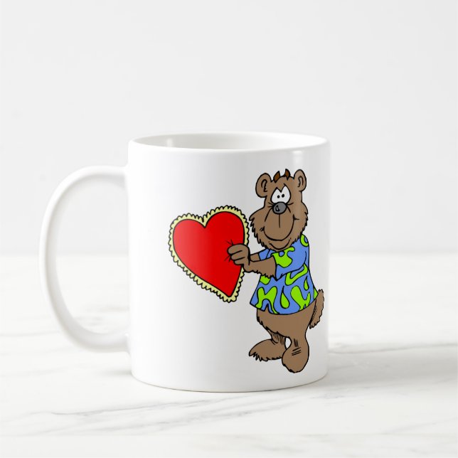 Valentine Kärlek Bear Cute Grattis Valentine Day Kaffemugg (Vänster)