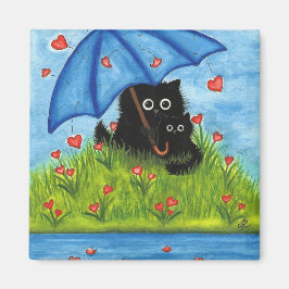 Valentine Kärlek Black Cat från Bihrle Magnet