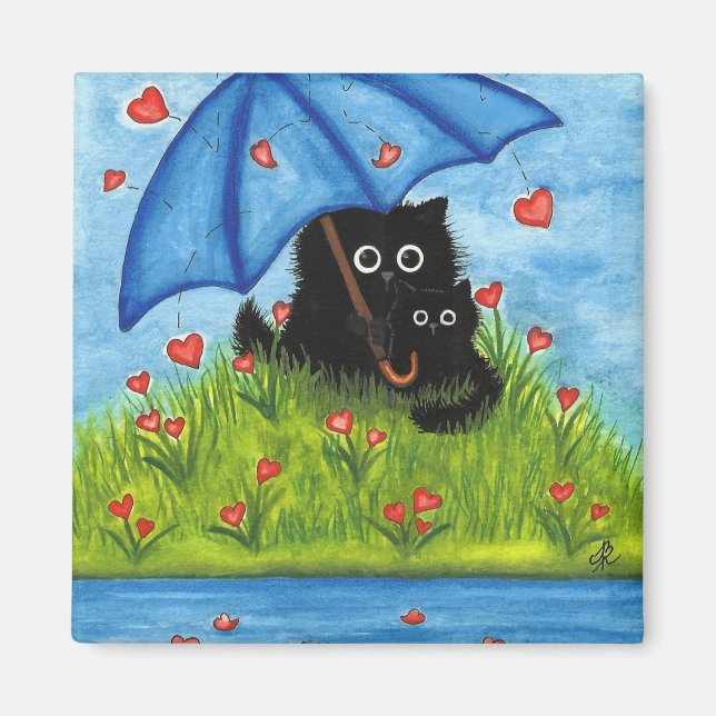 Valentine Kärlek Black Cat från Bihrle Magnet (Framsidan)