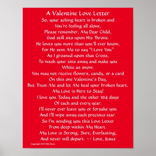 Valentine Kärlek Brev Poster (Framsidan)