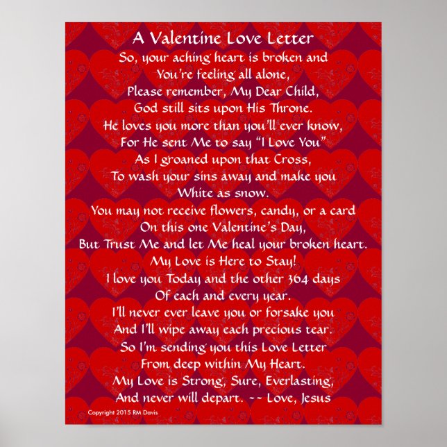 Valentine Kärlek Brev Poster (Framsidan)