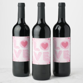 Valentine KÄRLEK Brev, Rosa Hearts Vin, etikett se