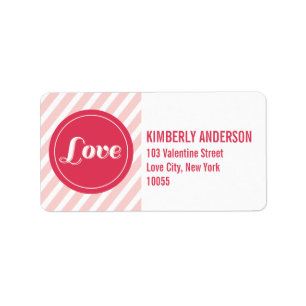 Valentine Kärlek Circles Rosa Rand Adressetiketter