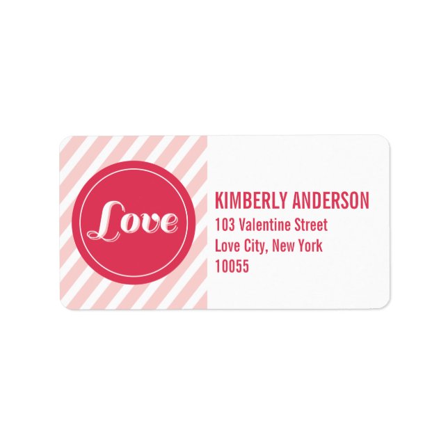 Valentine Kärlek Circles Rosa Rand Adressetiketter (Framsidan)