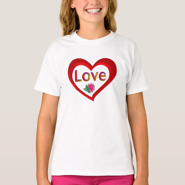 Valentine Kärlek Heart Shirt T-shirt (Framsida)