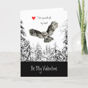 Valentine Kärlek Heart Uggla Bird Animal Natature Helgkort
