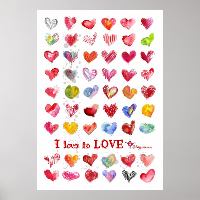 Valentine Kärlek Hearts Poster (Framsidan)