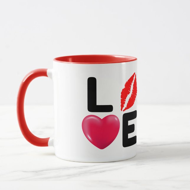 Valentine KÄRLEK Kyss och Hjärta Mugg (Vänster)