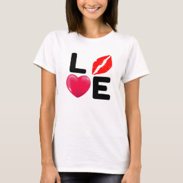 Valentine KÄRLEK Kyss och Hjärta T Shirt