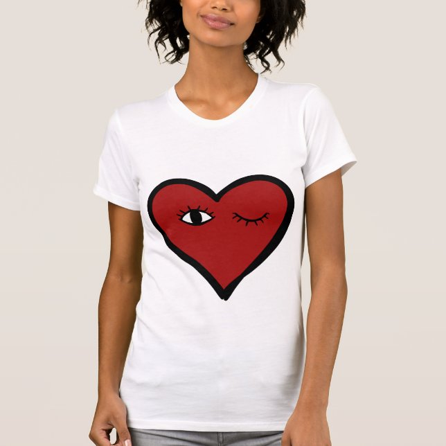 Valentine Kärlek Ögon Heart Ansikte Tshirt T Shirt (Framsida)