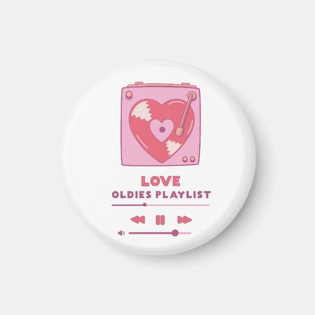 Valentine Kärlek Oldies Playlist Magnet (Framsidan)