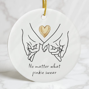 Valentine Kärlek par Guld Heart Pinkie Swear Julgransprydnad Keramik