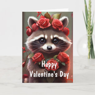 Valentine Kärlek Roligt Raccoon Kisses och ro Helgkort