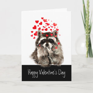 Valentine Kärlek Roligt Raccoon Kisses Stole mitt Helgkort