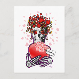 Valentine Kärlek Skull Helg Vykort