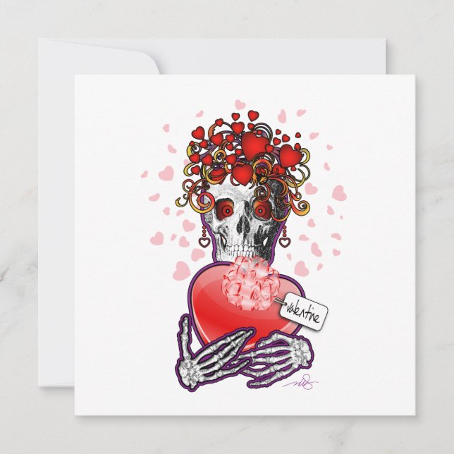 Valentine Kärlek Skull Julkort (Framsida)
