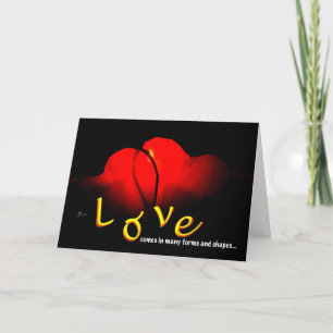 VALENTINE KÄRLEK Twin Red hearts dim candlelight Tack Kort