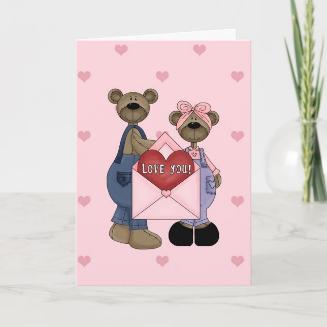 Valentine kärleksbjörnar helgkort (Framsida)