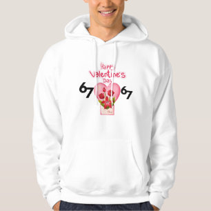 Valentine Kärleksbrev Blommig Hjärtkonst Hoodie