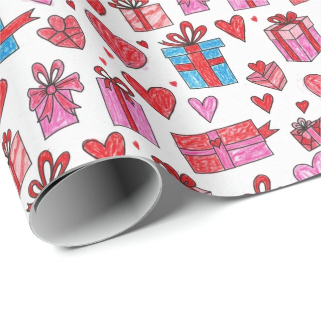 Valentine kärleksmönster presentpapper (Rullad Hörn)
