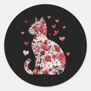 Valentine Katt Hjärtan - Glad Meowentines Runt Klistermärke