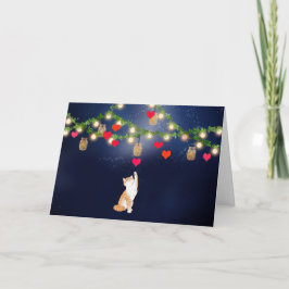 Valentine-katt med hjärtan och murskår </s> kort