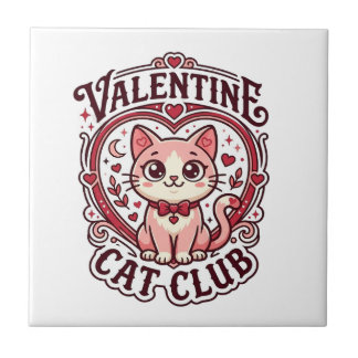 Valentine Katt Rolig Katt Älskare Design - Alla hj Kakelplatta