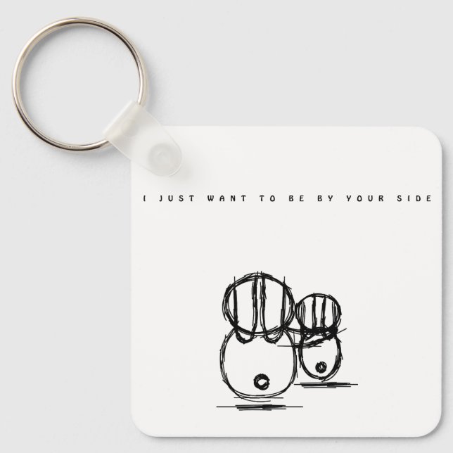 Valentine Keychain Jag vill bara vara vid din sida Nyckelring (Framsida)