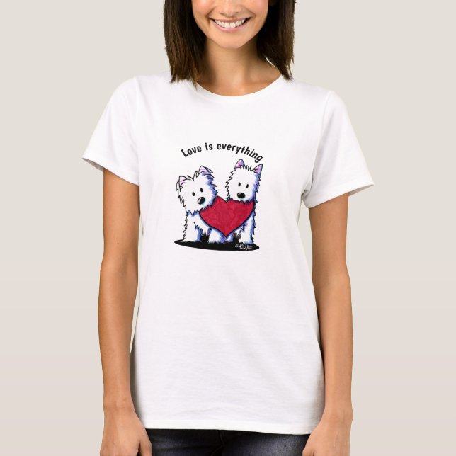 Valentine KiniArt Westie Duo T-Shirt (Framsida)