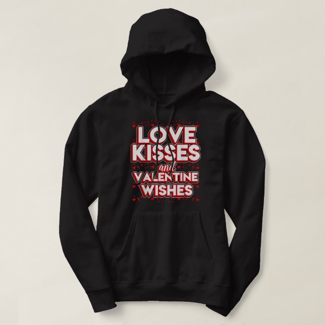 Valentine Kiss Design - Kärlek Kisses och Valentin Hoodie (Design framsida)