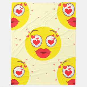 Valentine kiss Emoji filet Fleecefilt