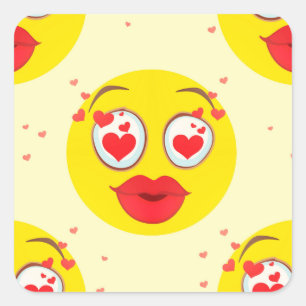 Valentine kiss Emoji Fyrkantigt Klistermärke