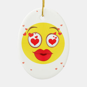 Valentine kiss Emoji Julgransprydnad Keramik