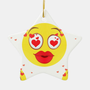 Valentine kiss Emoji Julgransprydnad Keramik