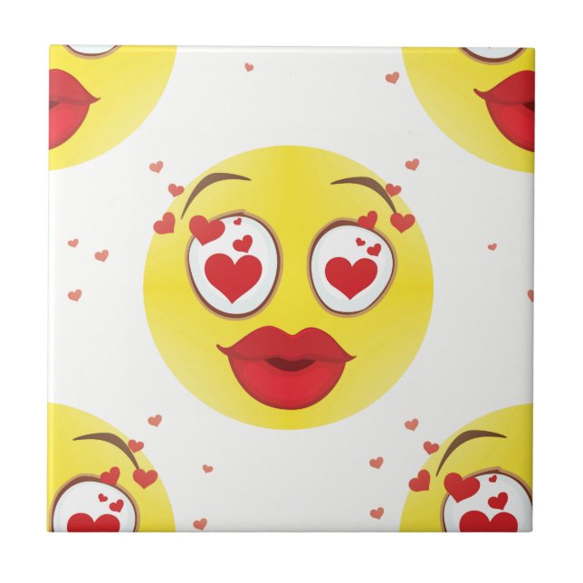 Valentine kiss Emoji Kakelplatta (Framsidan)