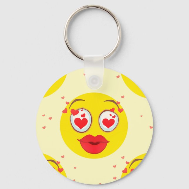 Valentine kiss Emoji Nyckelring (Framsida)