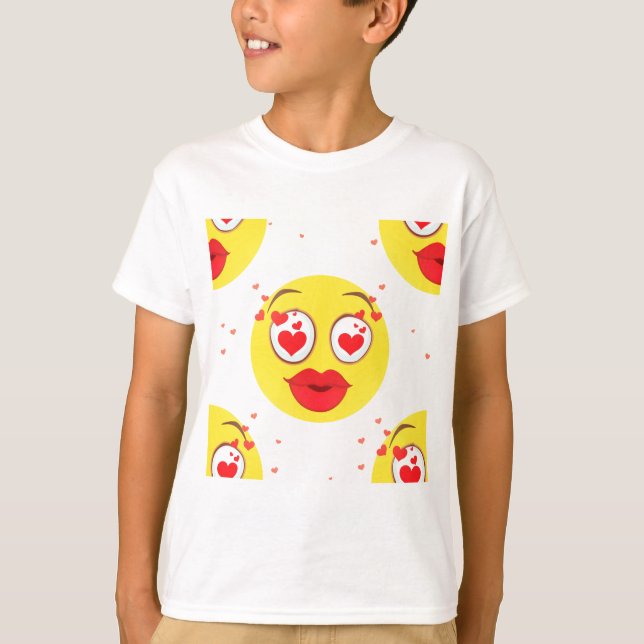 Valentine kiss Emoji T Shirt (Framsida)