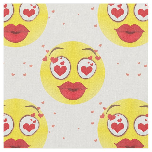 Valentine kiss Emoji-väv Tyg (Närbild)